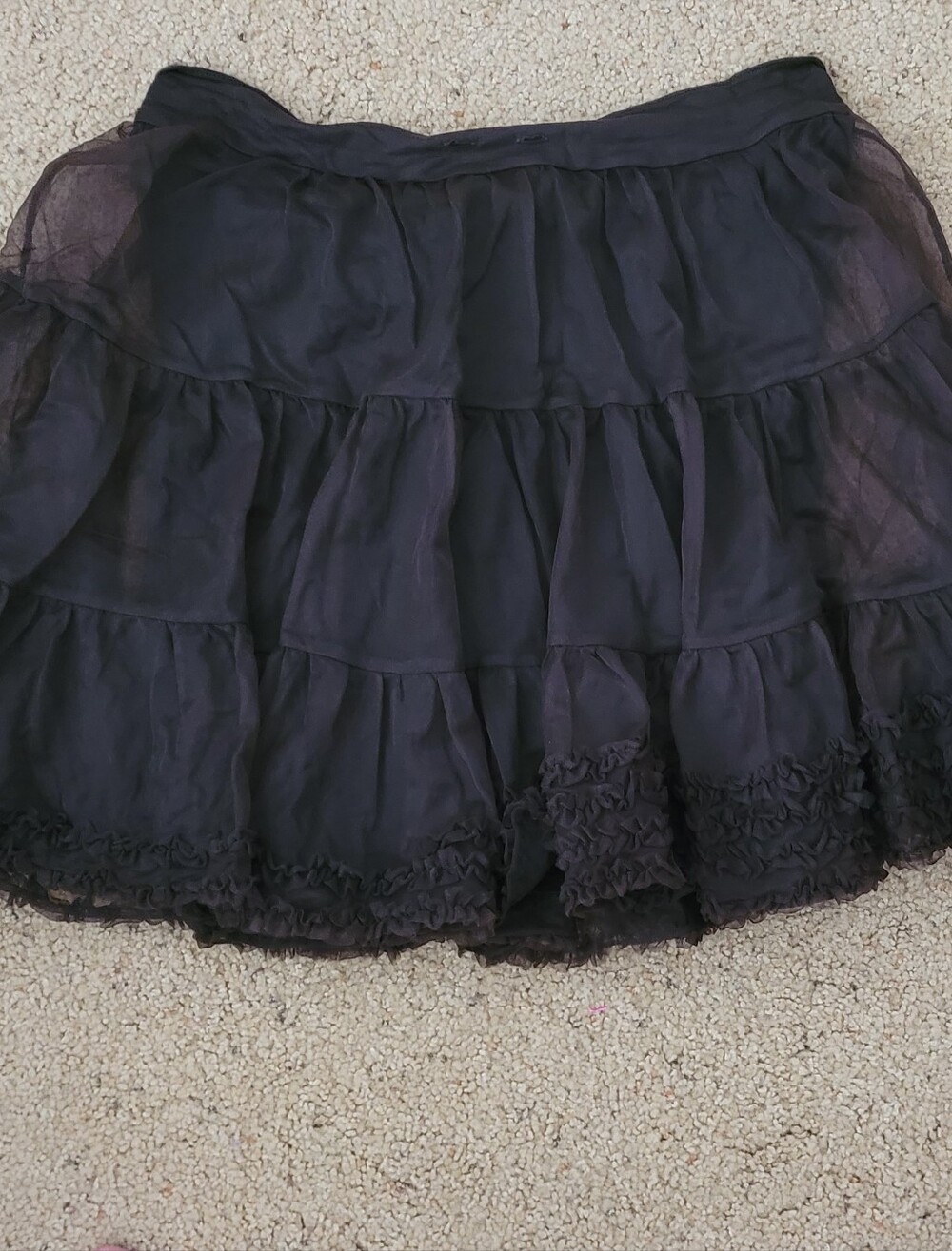 FLAWED Diesel Brown Ruffle Mini Skirt missing drawstring - Picture 3 of 3
